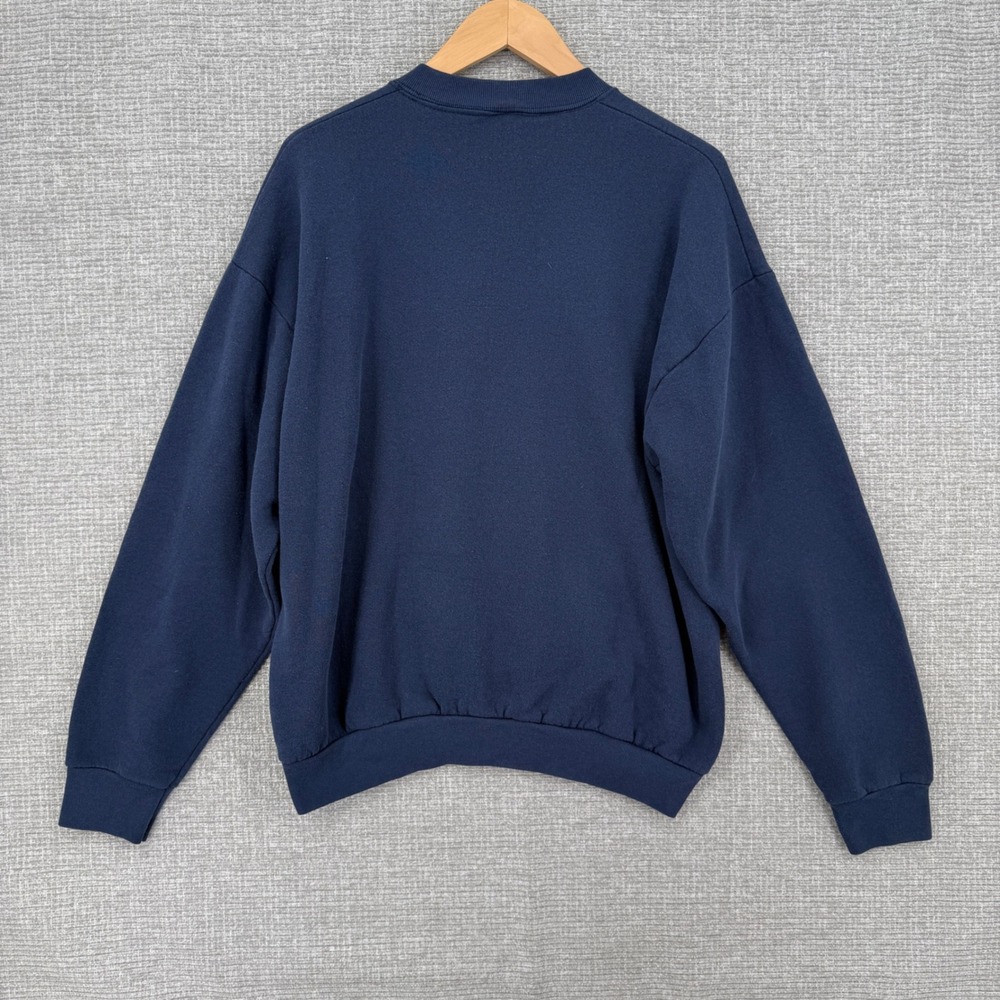 Vintage Y2K Fruit Loom Sunflower Sweatshirt Women XL Navy Blue Cottage Country - Picture 2 of 9